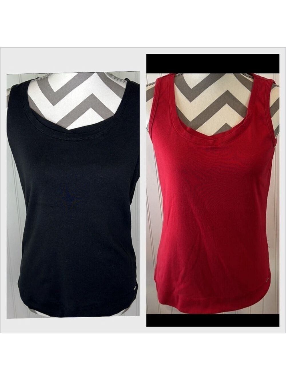 Two FDJ Tank Tops Red and Black Size Medium